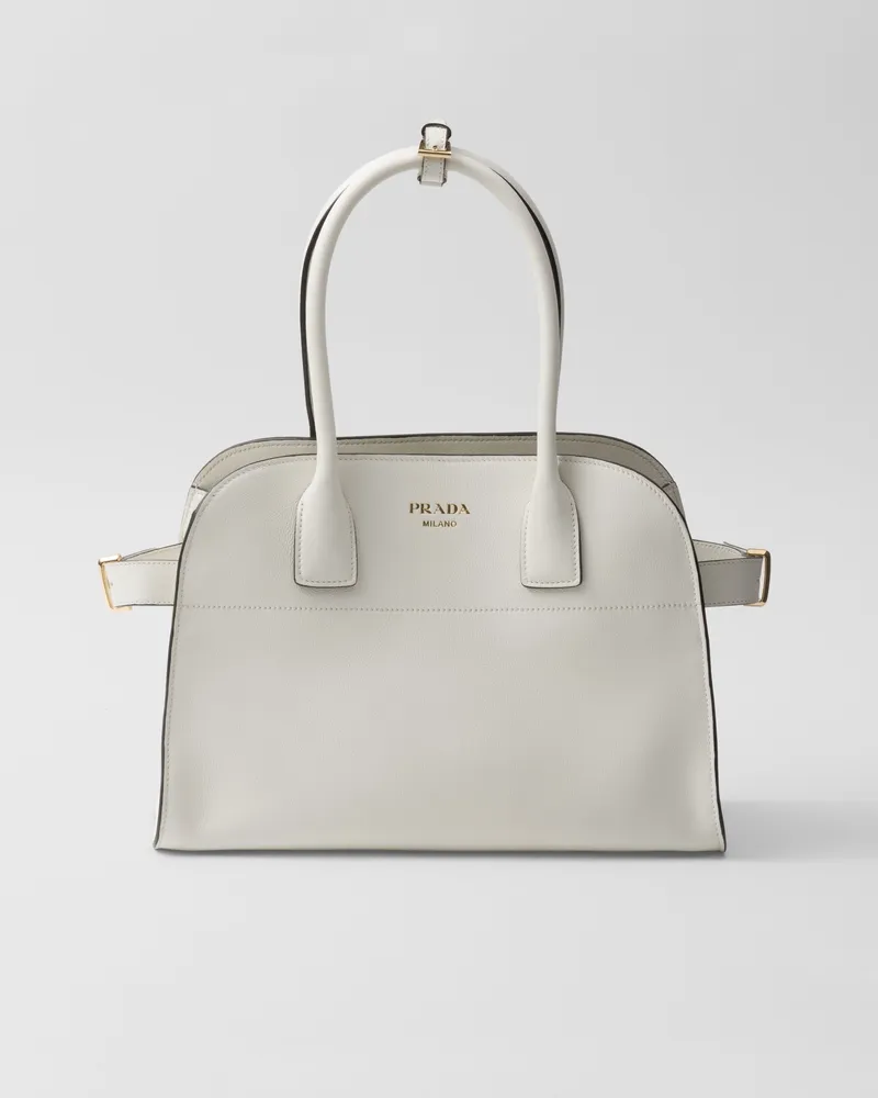 Prada Mittelgroße Tote Bag aus Leder Weiss