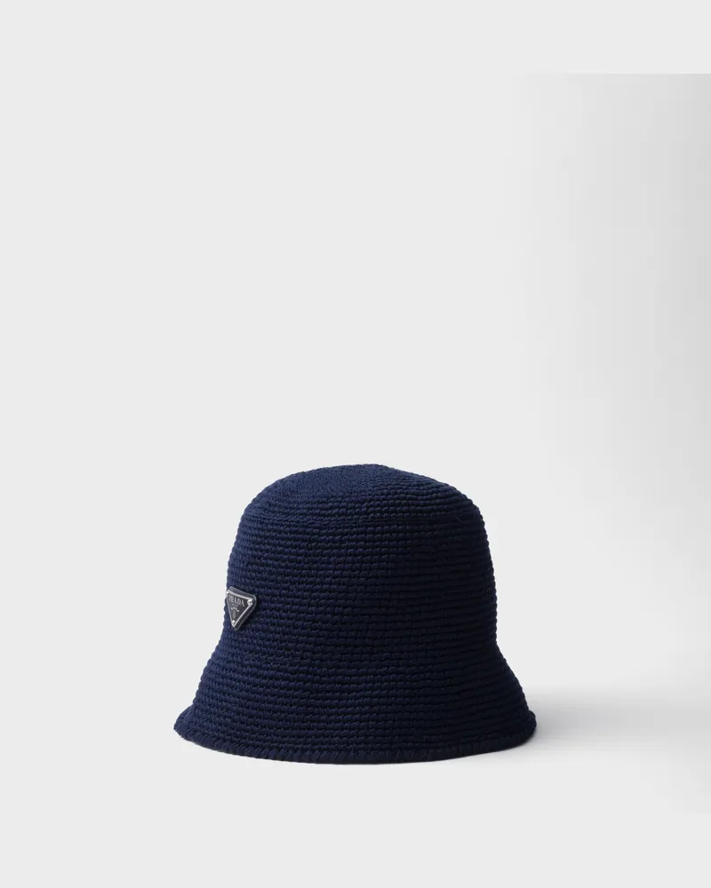 Prada Gehäkelter Fischerhut Blau