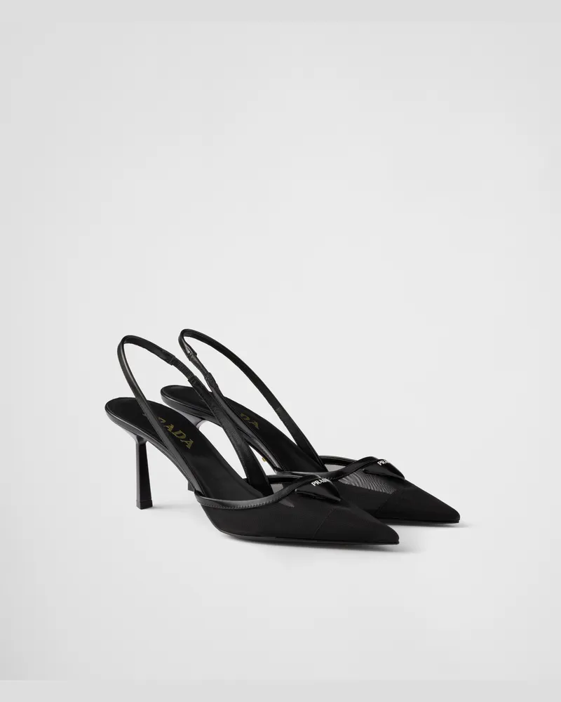 Prada Slingback-Pumps aus Meshgewebe Schwarz