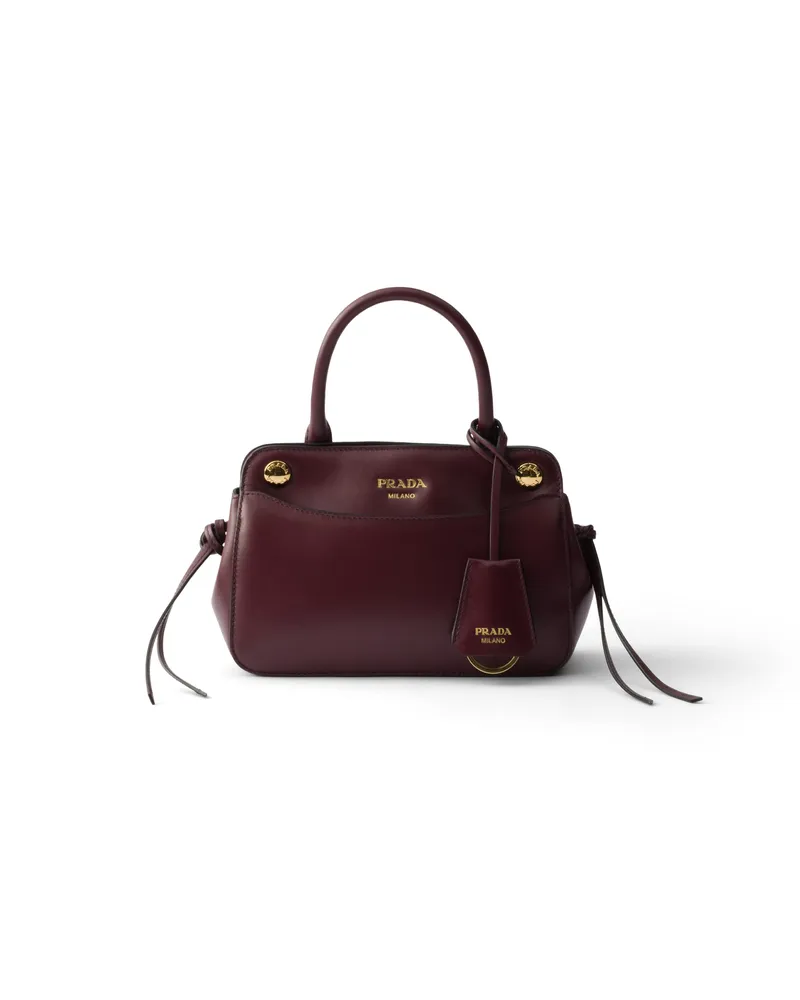 Prada Carry Mini Handtasche Aus Leder, Damen, Burgunder Burgunder