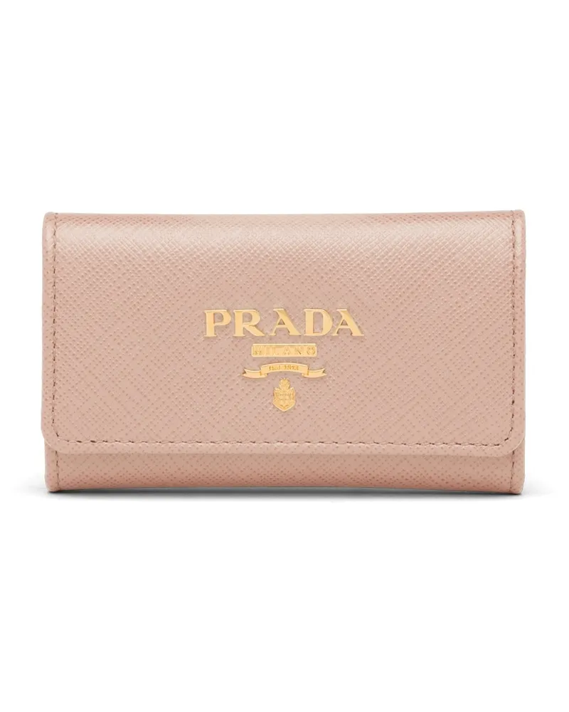 Prada Schlüsselanhänger Aus Saffiano-leder, Damen, Puderrosa Puderrosa