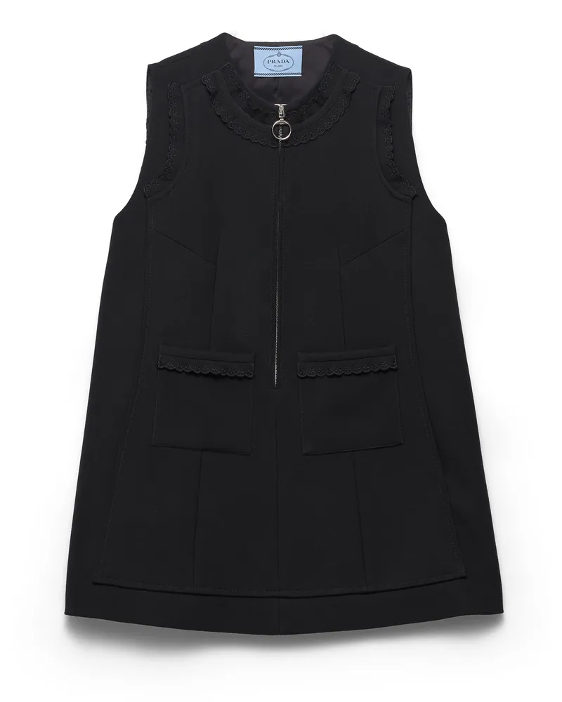 Prada Besticktes Minikleid Aus Nattéstoff, Damen, Schwarz, Größe Schwarz