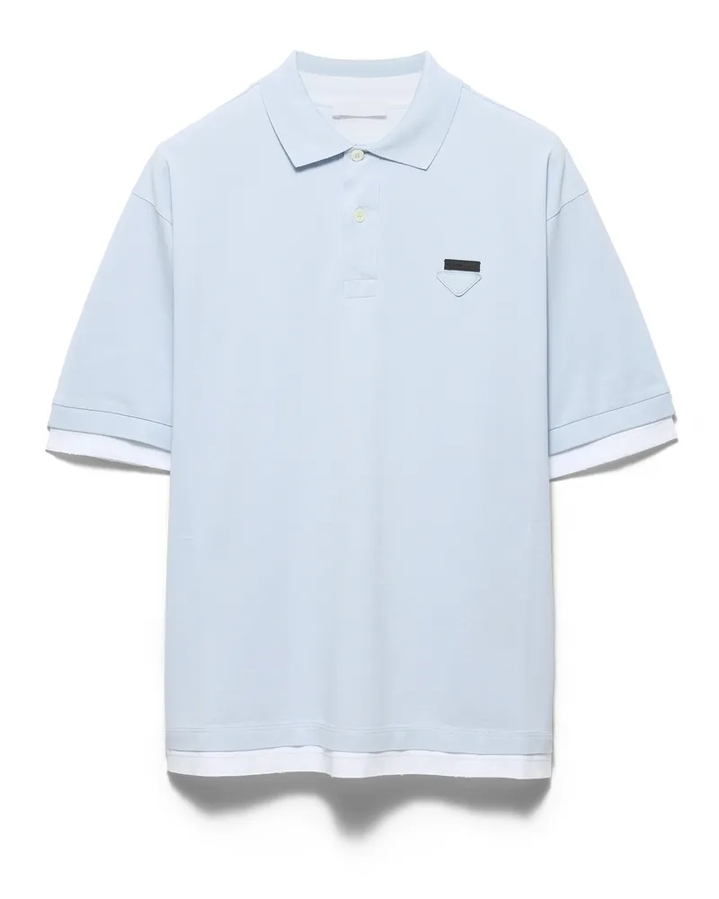 Prada Poloshirt Aus Baumwolle, Herren, Astro-blau/weiss, Größe Astro-blau