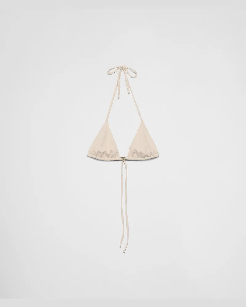 Prada Triangel-Bikini-Top aus Jersey mit Strass Nude