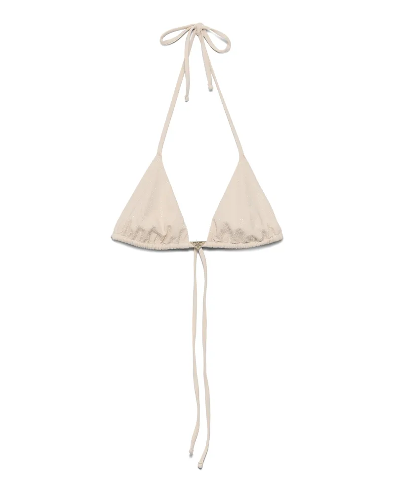 Prada Triangel-bikini-top Aus Jersey Mit Strass , Damen, Nude/transparent, Größe Nude