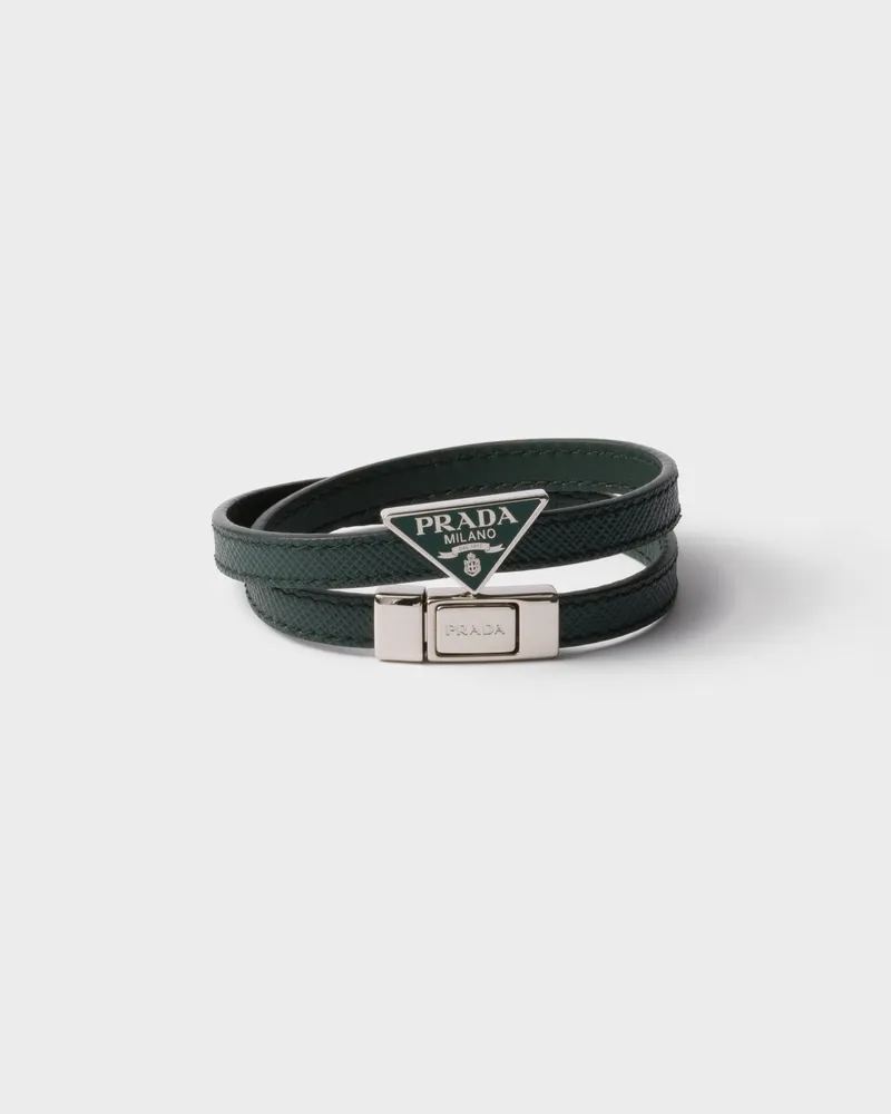 Prada Armband aus Saffiano-Leder Smaragdgrün
