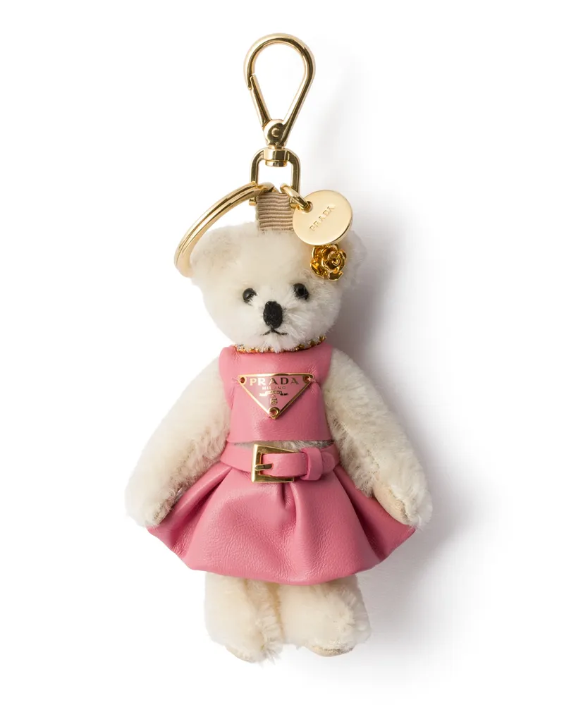 Prada Teddy-schlüsselanhänger, Damen, Weiss Weiss