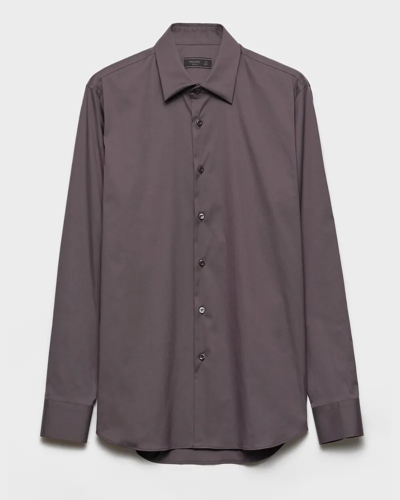 Prada Hemd aus Stretch-Baumwolle Eisengrau