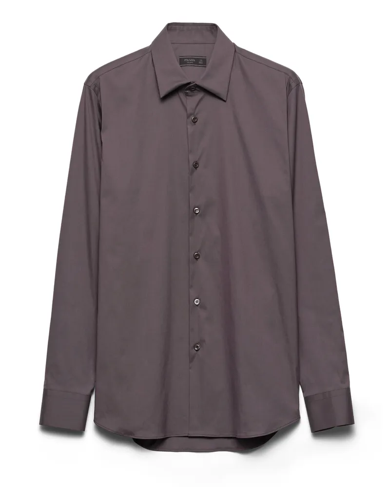Prada Hemd Aus Stretch-baumwolle, Herren, Eisengrau, Größe Eisengrau