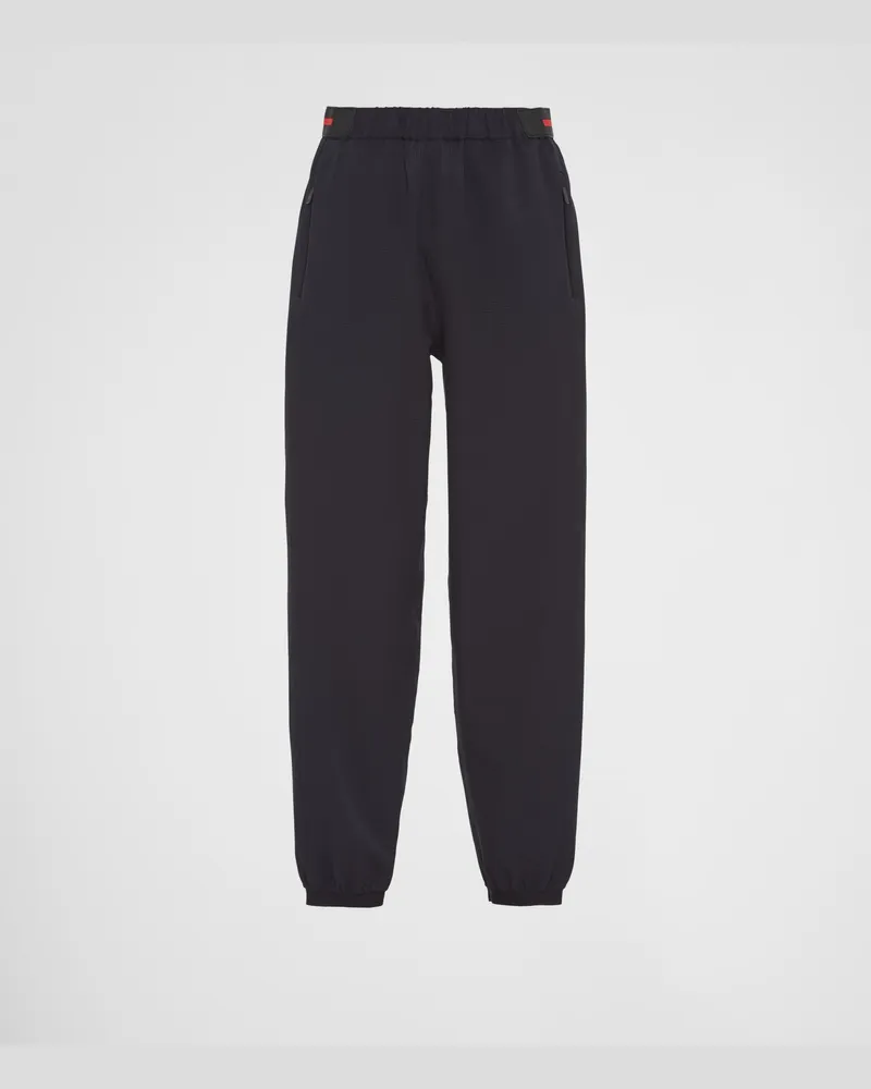 Prada Hose mit weitem Bein aus Bi-Stretch Light Schwarz