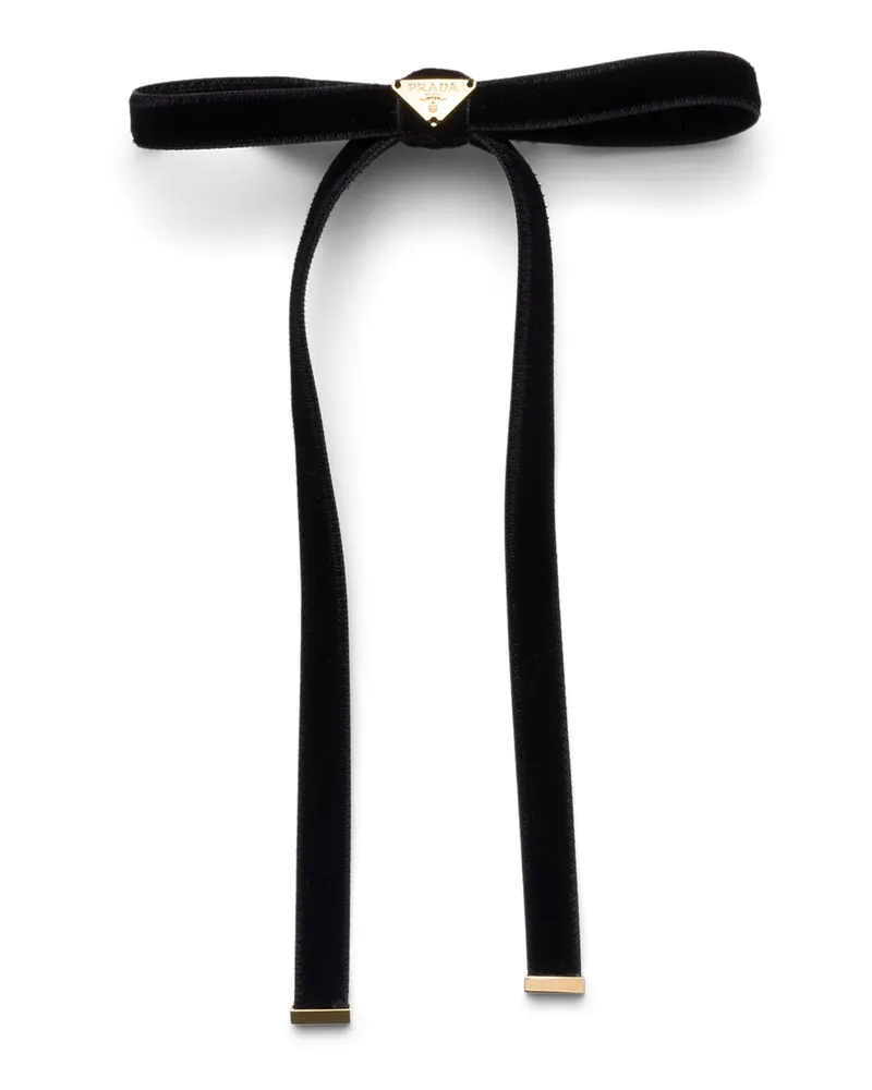 Prada Haarspange Aus Samt, Damen, Schwarz Schwarz