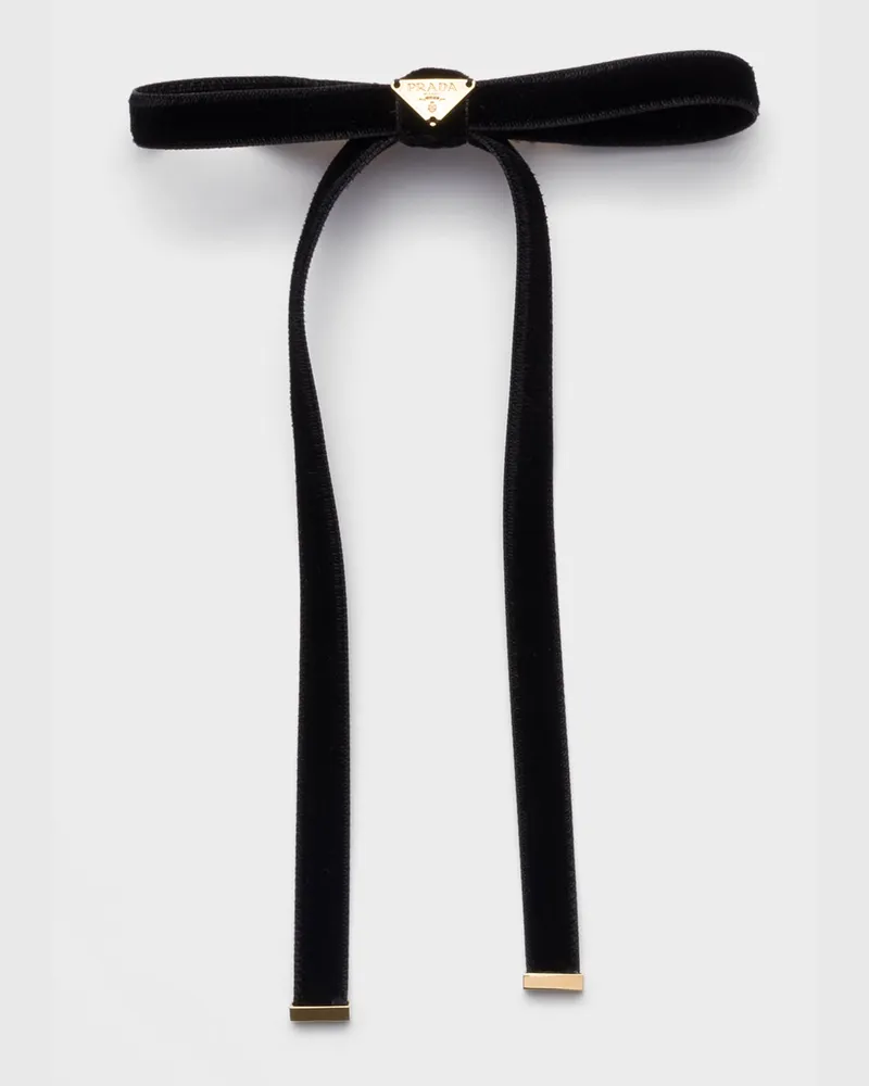 Prada Haarspange aus Samt Schwarz