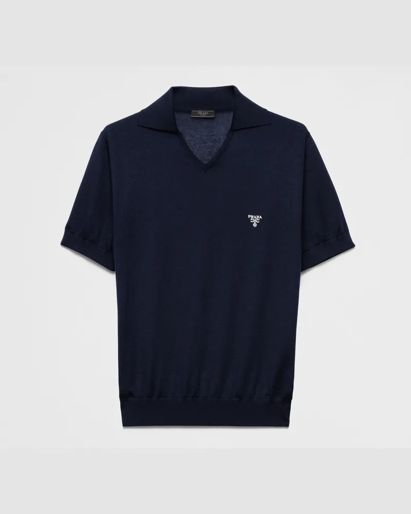 Prada Poloshirt aus Kaschmir Blau