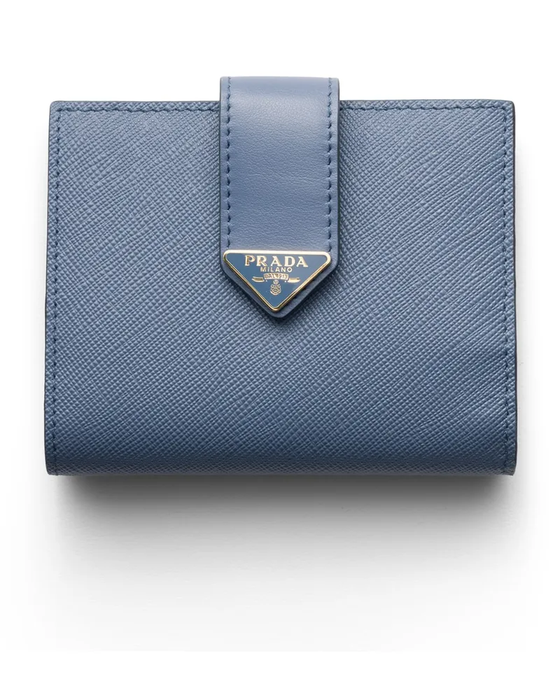 Prada Kleine Geldbörse Aus Saffiano Und Leder, Damen, Aviation/blau Aviation