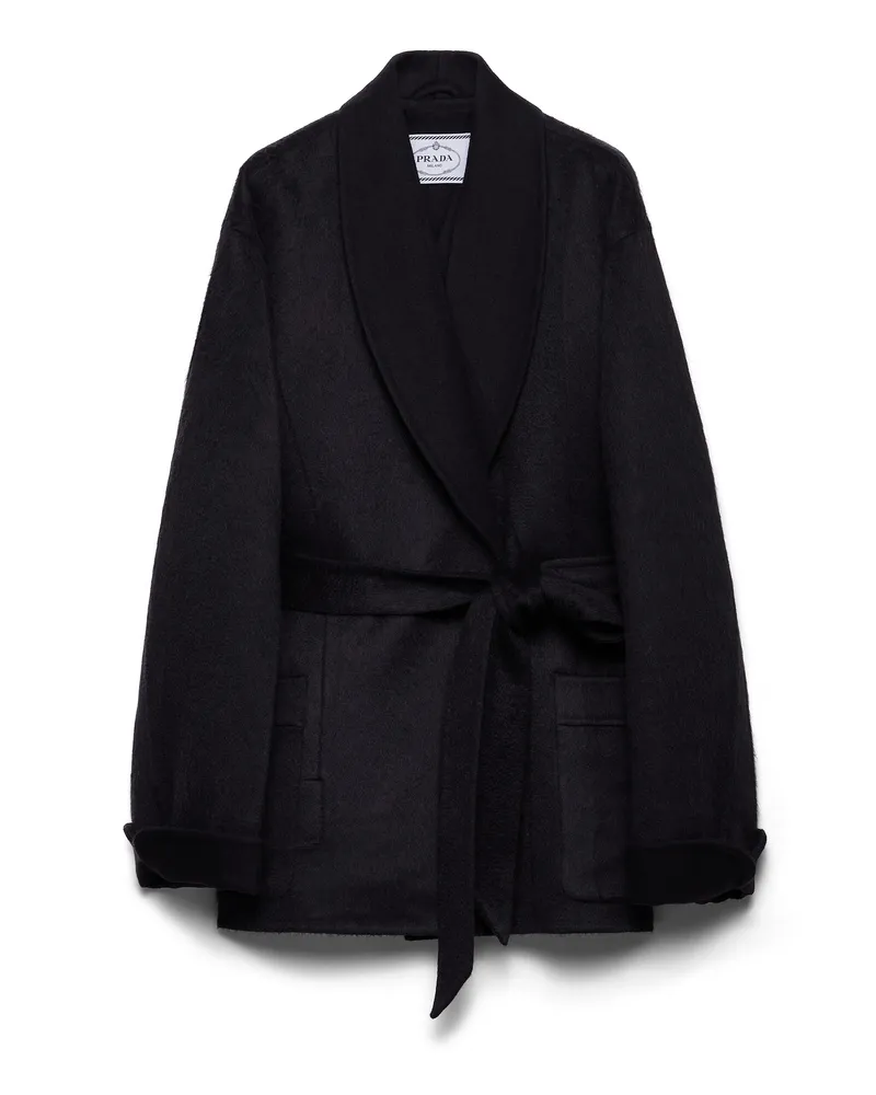 Prada Einreihige Cabanjacke Aus Double-velours, Damen, Blau, Größe Blau