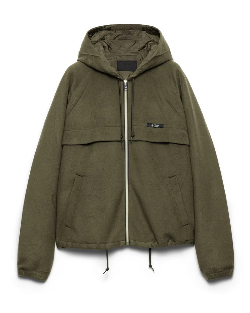 Prada Kapuzenblouson Aus Technischem Stoff , Herren, Waldgrün, Größe Waldgrün