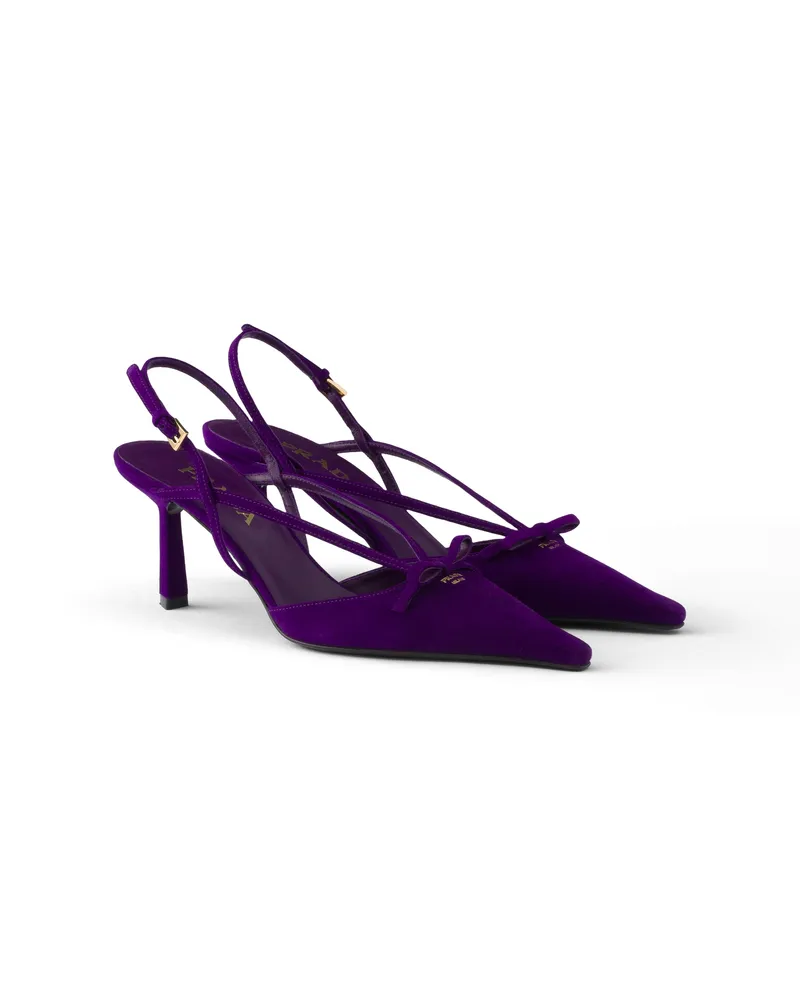 Prada Slingback-pumps Aus Wildleder, Damen, Violett, Größe Violett