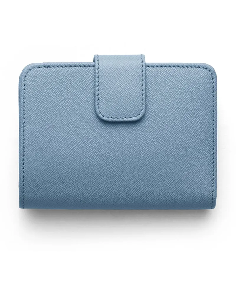 Prada Kleines Portemonnaie Aus Saffiano Leder, Damen, Astralblau Astralblau