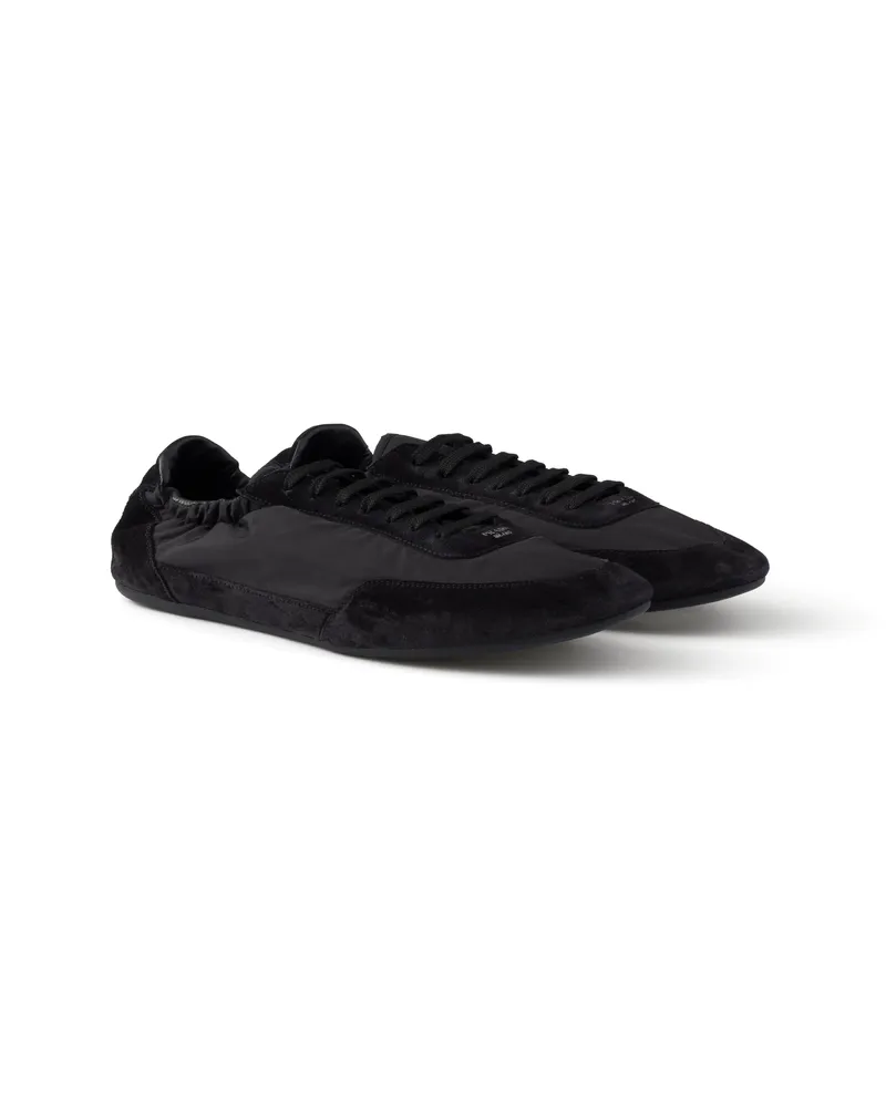 Prada Collapse Sneaker Aus Re-nylon Und Wildleder, Damen, Schwarz, Größe Schwarz