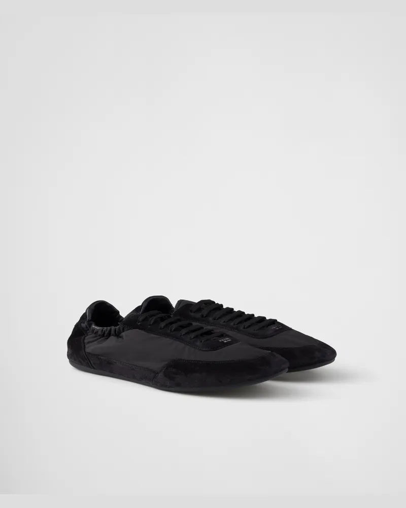 Prada Collapse Sneaker aus Re-Nylon und Wildleder Schwarz