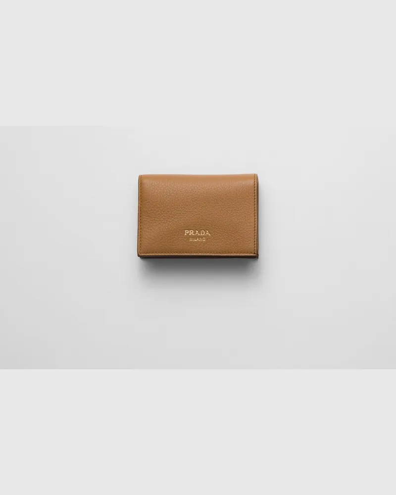 Prada Kleine Geldbörse aus Leder Karamell
