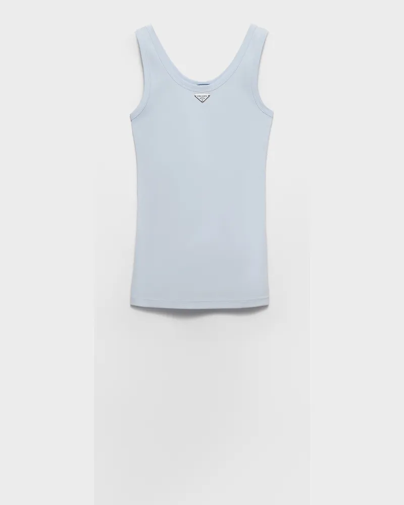 Prada Top aus Rippstrick Himmelblau