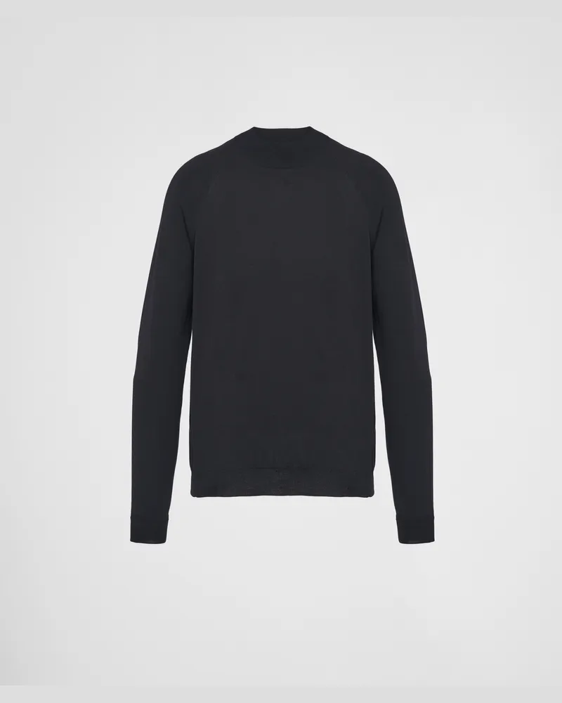 Prada Pullover aus Kammwolle mit Rollkragen Schwarz