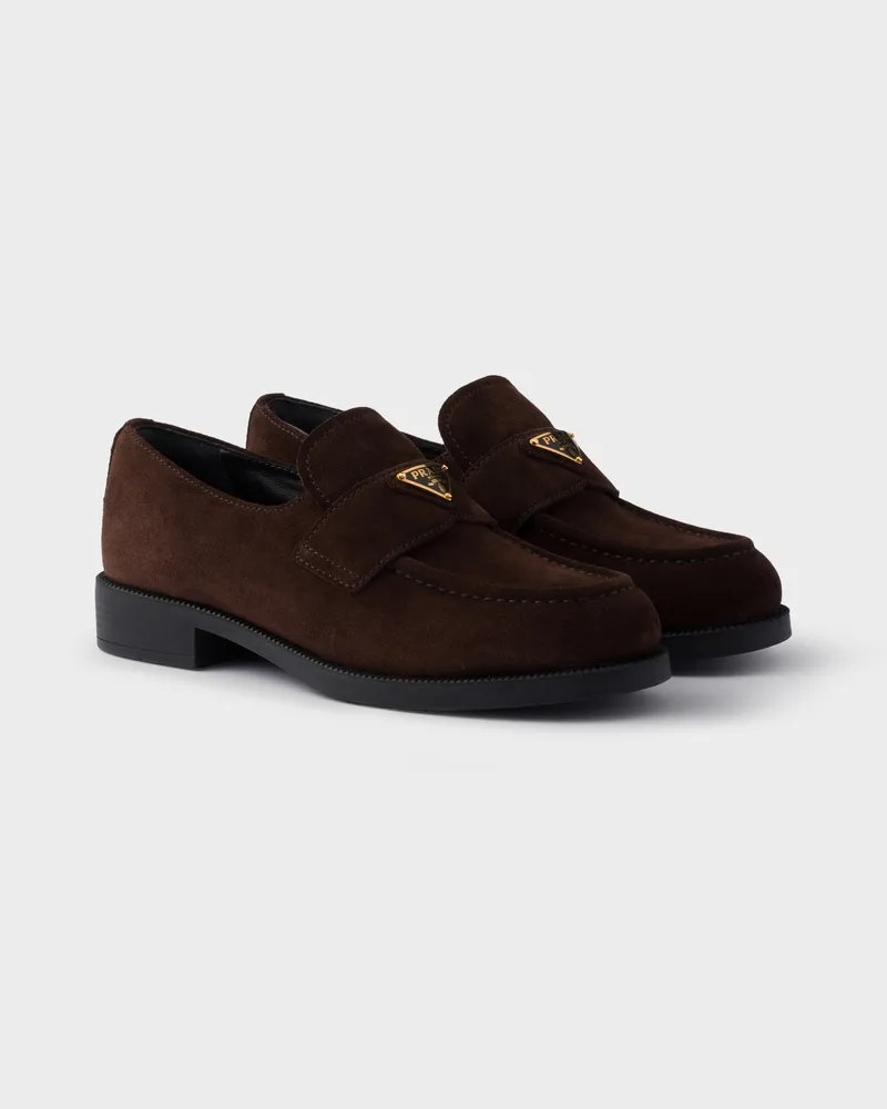 Prada Loafer aus Wildleder Dunkelbraun