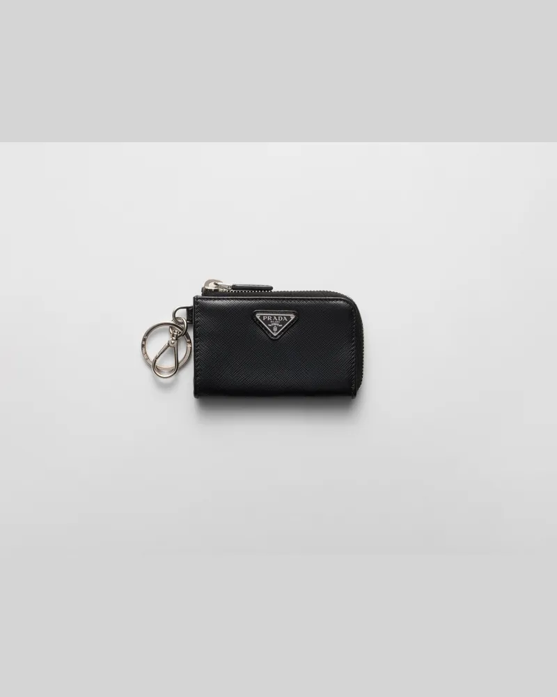 Prada Schlüsselanhänger aus Saffiano Leder Schwarz