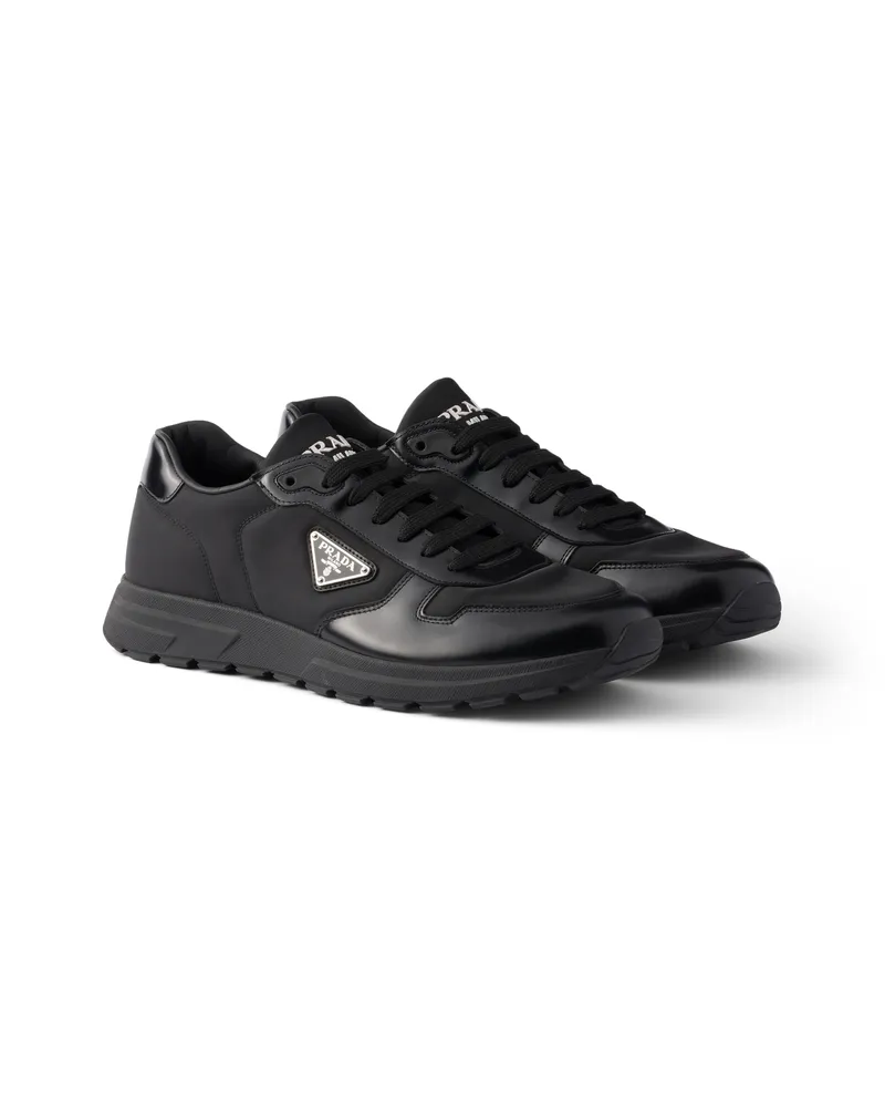 Prada Prax 01 Sneaker Aus Re-nylon Und Gebürstetem Leder, Herren, Schwarz, Größe 12,5 Schwarz