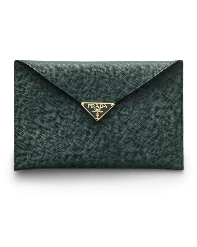 Prada Envelope-clutch Aus Saffiano-leder, Damen, Smaragdgrün Smaragdgrün