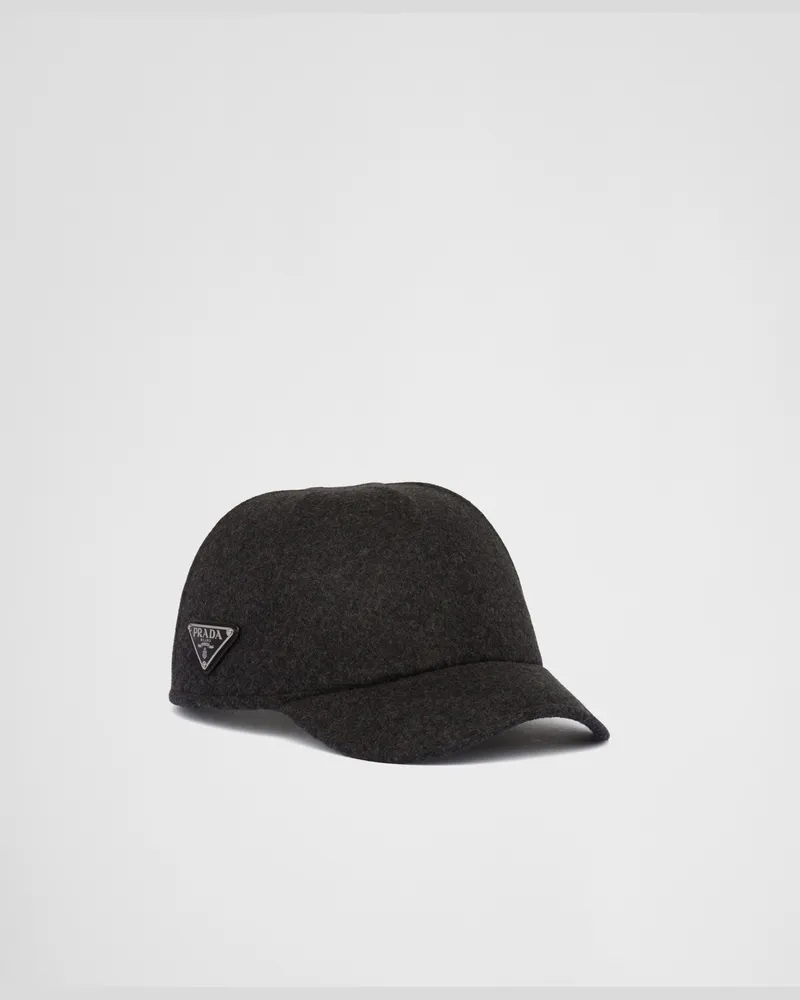 Prada Baseballkappe aus Filz Anthrazitgrau