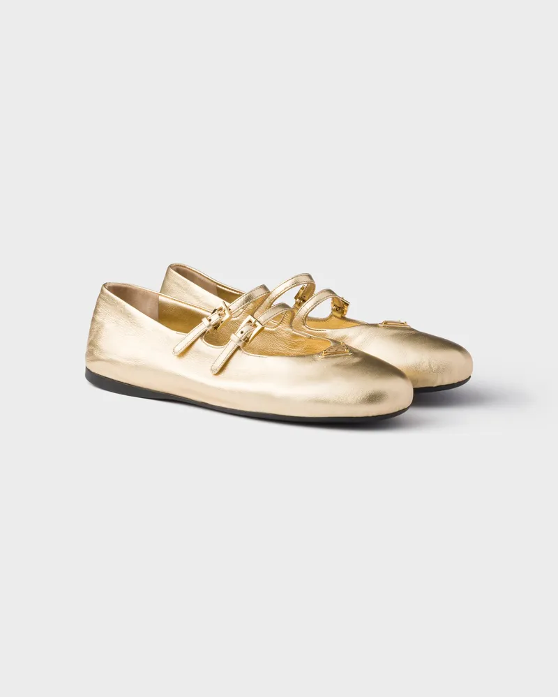 Prada Ballerinas aus Mordoré-Nappaleder Platin