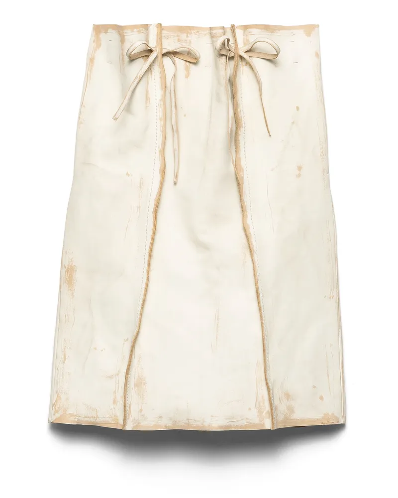 Prada Rock Aus Leder, Damen, Weiss, Größe Weiss