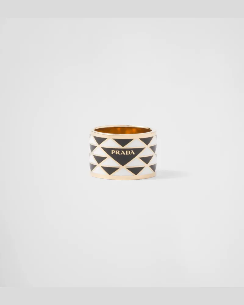 Prada Ring aus emailliertem Metall Schwarz