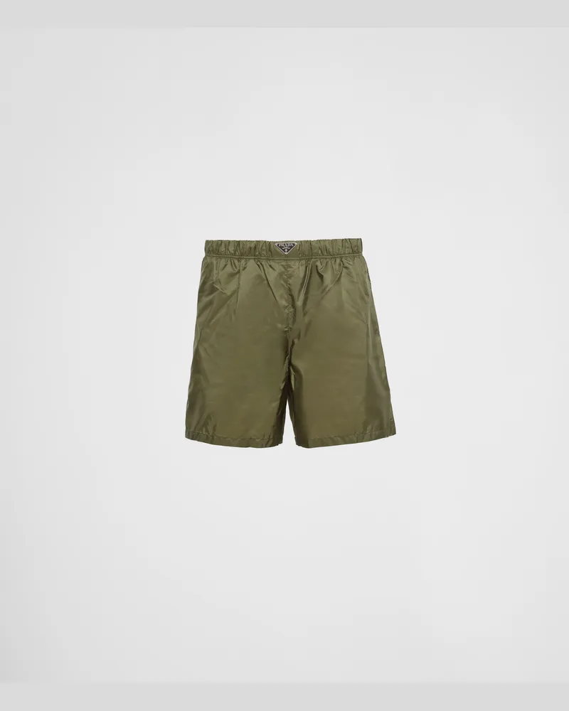 Prada Badehose aus Re-Nylon Militärgrün
