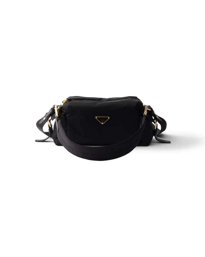 Prada Explore Kleine Schultertasche Aus Re-nylon Und Leder, Damen, Schwarz Schwarz