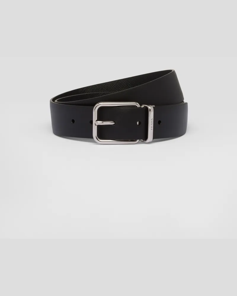 Prada Wendegürtel aus Saffiano und Leder Schwarz