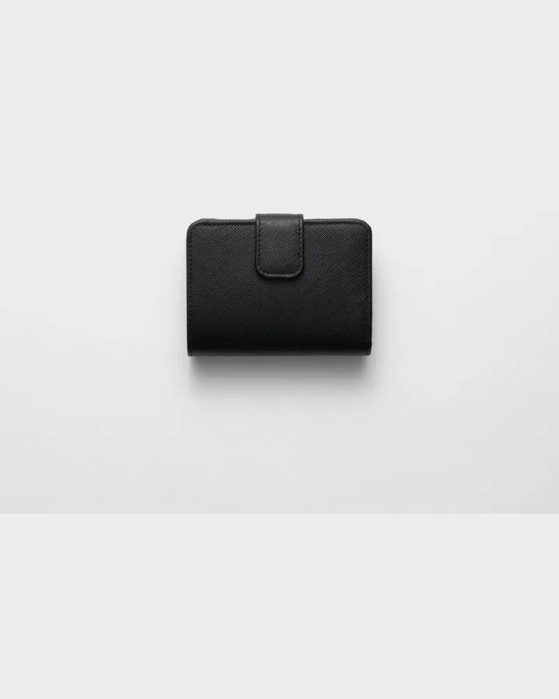 Prada Kleines Portemonnaie aus Saffiano Leder Schwarz