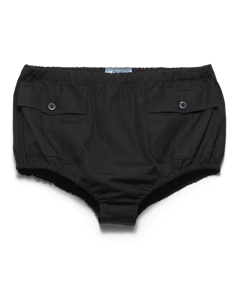 Prada Shorts Aus Popeline, Damen, Schwarz, Größe Schwarz