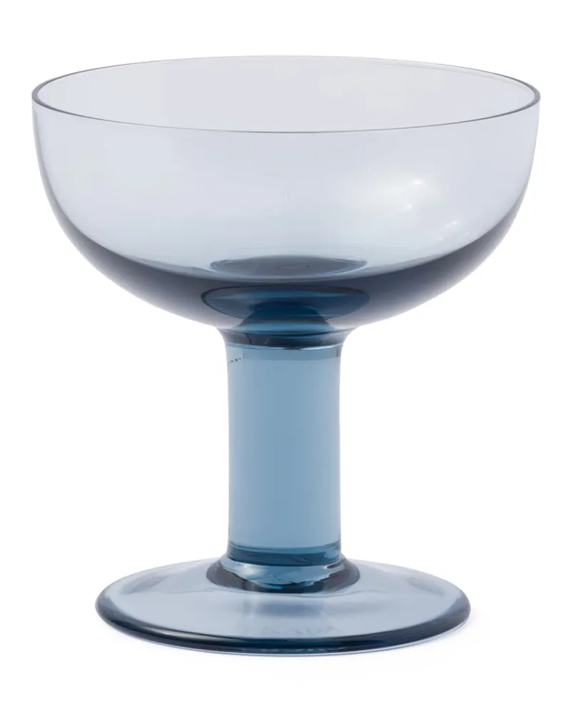 Prada Set Mit Zwei Champagner-coupe-gläsern Aus Kristall – Plinth, , Meerblau Meerblau