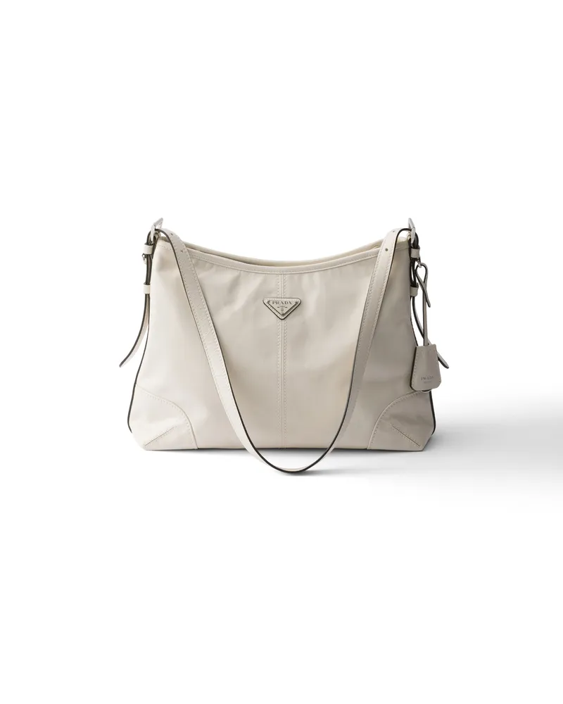 Prada Aimèe Large Leather Shoulder Bag, Damen, Weiss Weiss