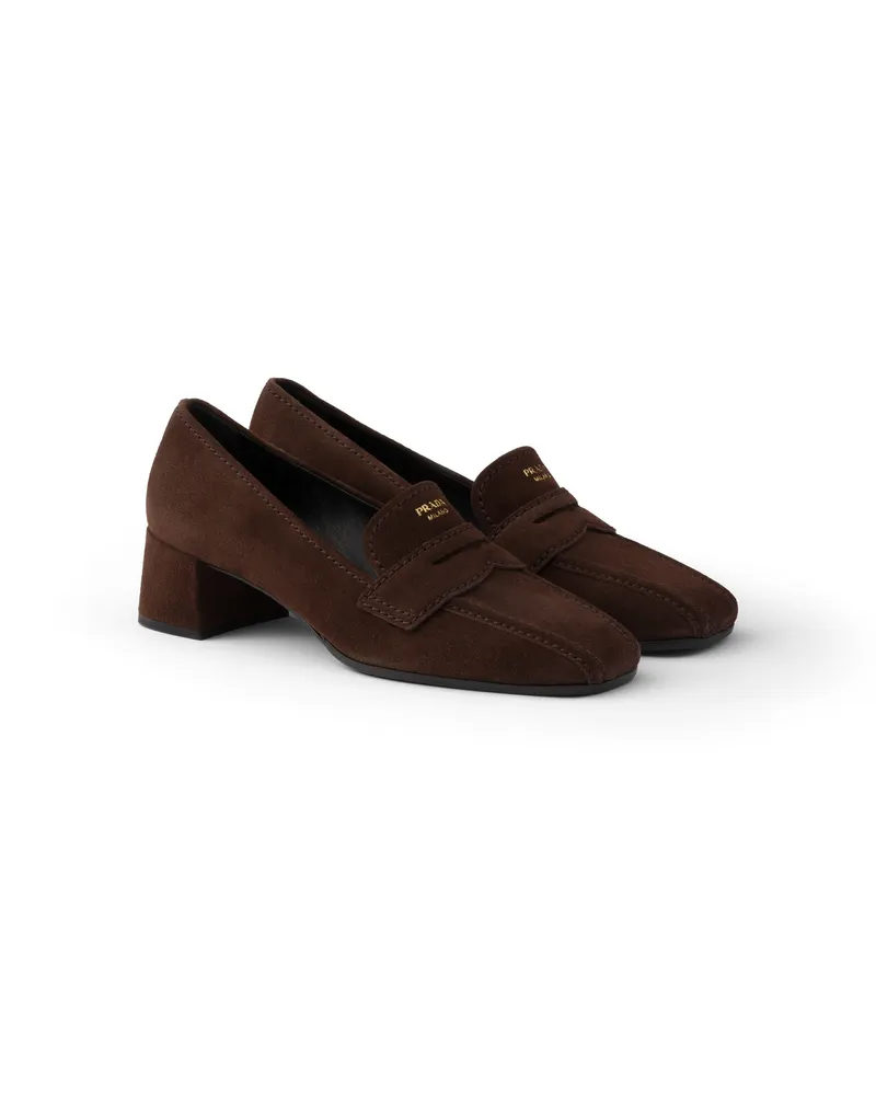 Prada Loafer Aus Wildleder, Damen, Dunkelbraun, Größe Dunkelbraun