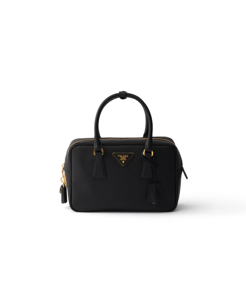 Prada Kleine Henkeltasche Aus Saffiano-leder, Damen, Schwarz Schwarz