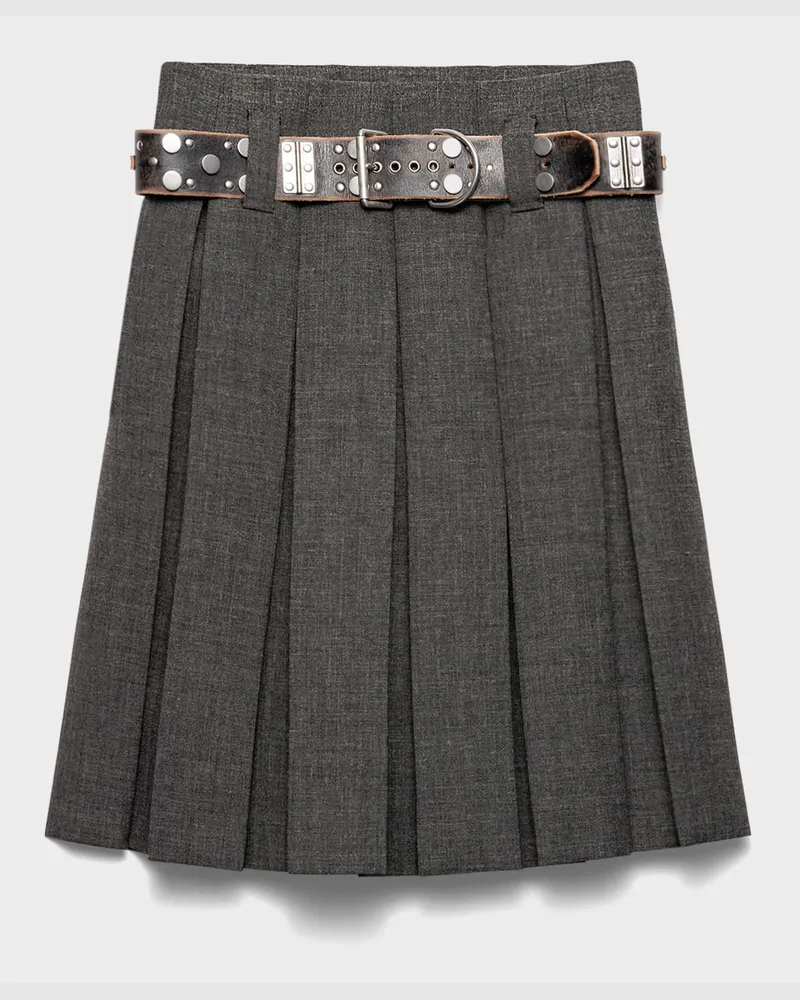 Prada Rock mit Schnellstich und Gürtel Schiefergrau