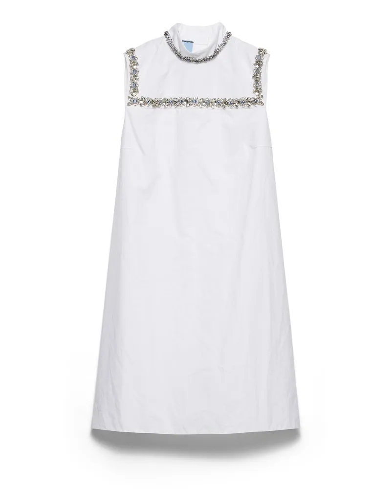 Prada Minikleid Aus Besticktem Old-reps-stoff, Damen, Weiss, Größe Weiss