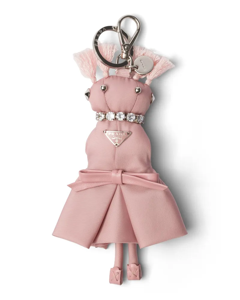Prada Schlüsselanhänger Aus Re-nylon , Damen, Pfirsich Pfirsich