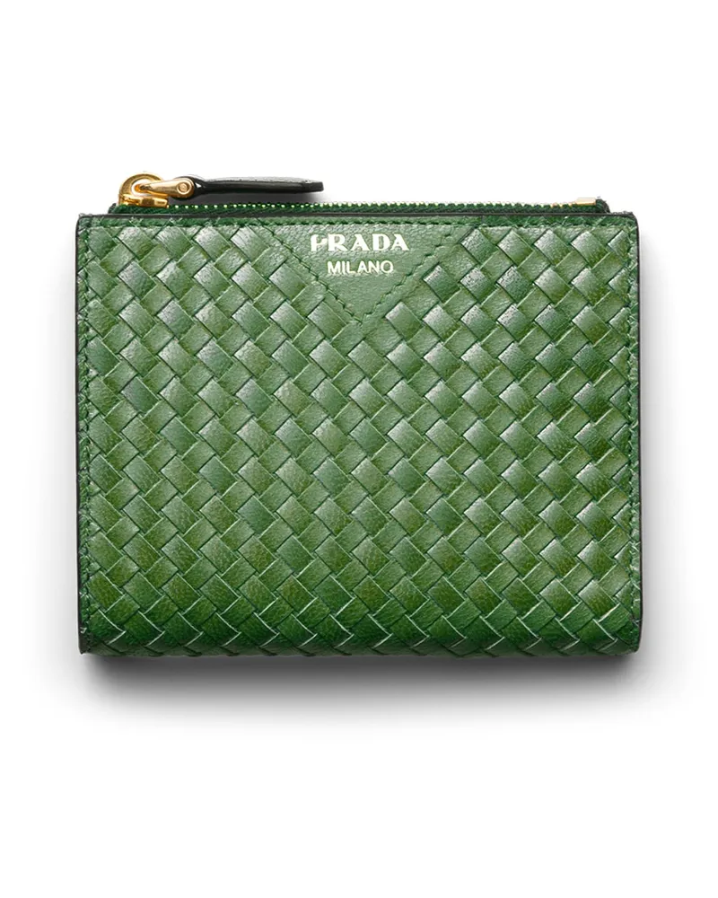 Prada Kleine Geldbörse Aus Madras-leder, Damen, Aquamarin Aquamarin