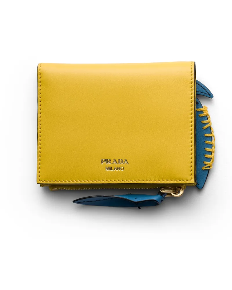 Prada Kleine Geldbörse Aus Leder, Damen, Welle/papaya Welle