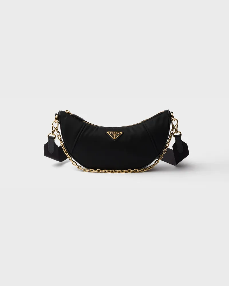 Prada Demi-lune Schultertasche aus Re-Nylon Schwarz